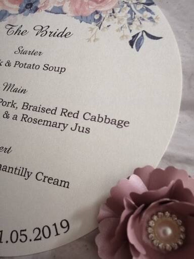 Wedding Charger Plate Menu Pink and Navy Floral Round Table Etsy UK