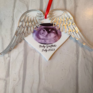 Personalsied Memory Photo Bauble | Baby Loss Photo Bauble | Acrylic Angel Christmas Tree Decoration