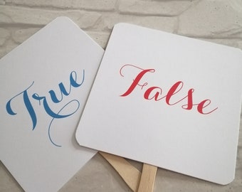 True or false Game | Paddle Fan Royal Blue & Red | Fun Wedding Photo  Props