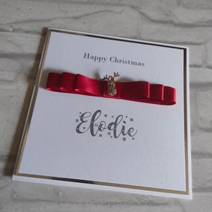 Carte de Noël de renne | Coffret de luxe personnalisé fils fille nièce neveu petit-fils petite-fille | Carte personnalisée Renne Diamante