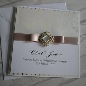 Carte d'anniversaire de mariage diamant | Carte personnalisée de luxe en forme de coeur avec strass et boîte personnalisée