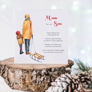 Carte de Noël maman et fils | Carte poème personnalisée spéciale mère fils