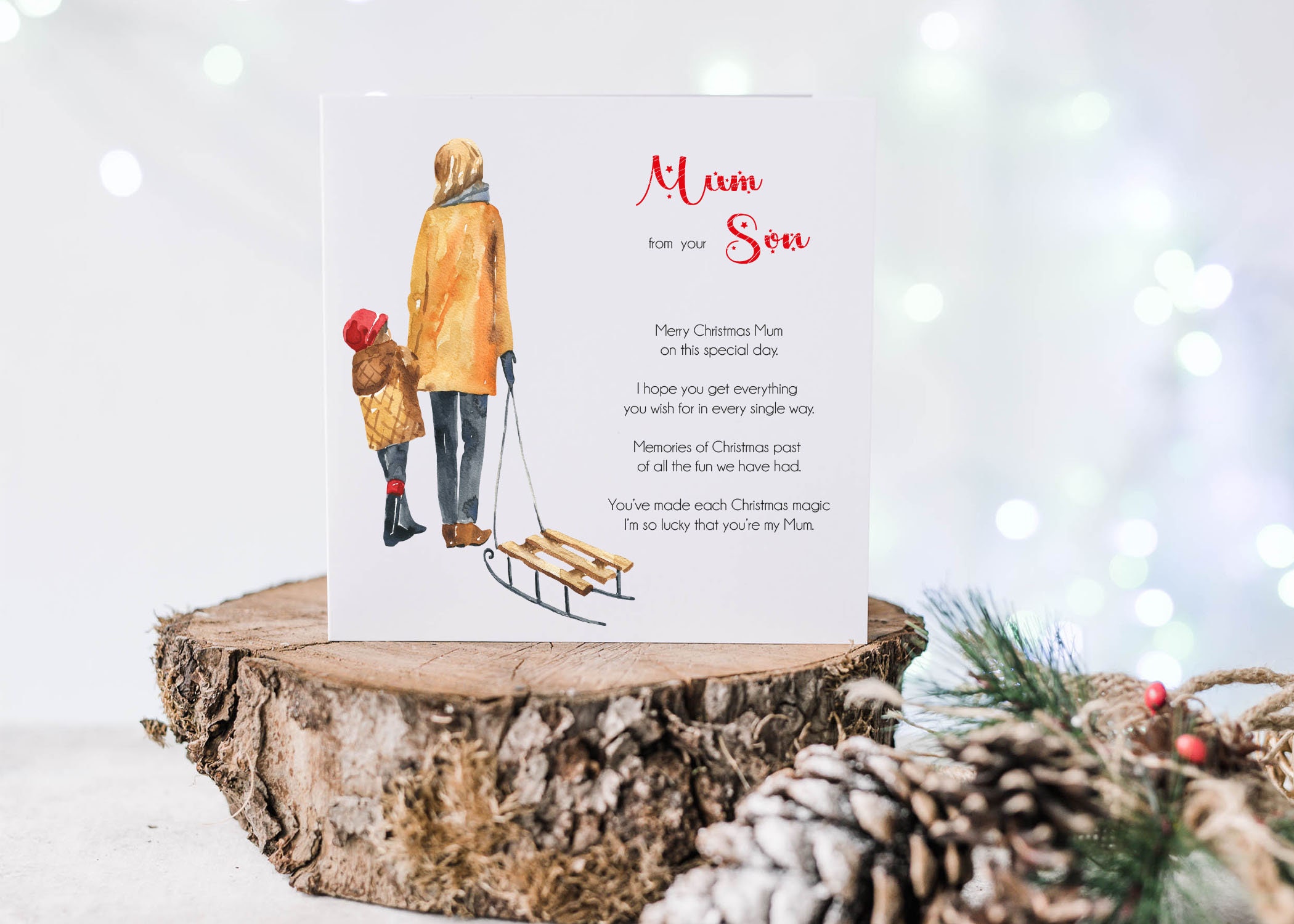 Personalized Christmas Card for Mum From Son: Poem Card