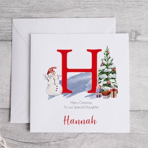 Personalized Daughter Christmas Card: Snowman Initial Gift
