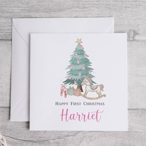 Personalized First Christmas Card: Rocking Horse, Daughter, Niece