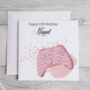 13e anniversaire | d'anniversaire de jeu pour filles | Fille Nièce Petite-fille Sœur Tante Carte-cadeau Xbox rose | Carte de contrôle de la console
