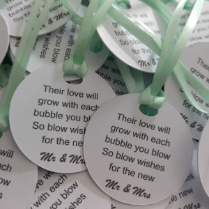 Wedding Bubble Tags | Favour Labels | Ribbon Tied Vow Renewal | Confetti Alternative