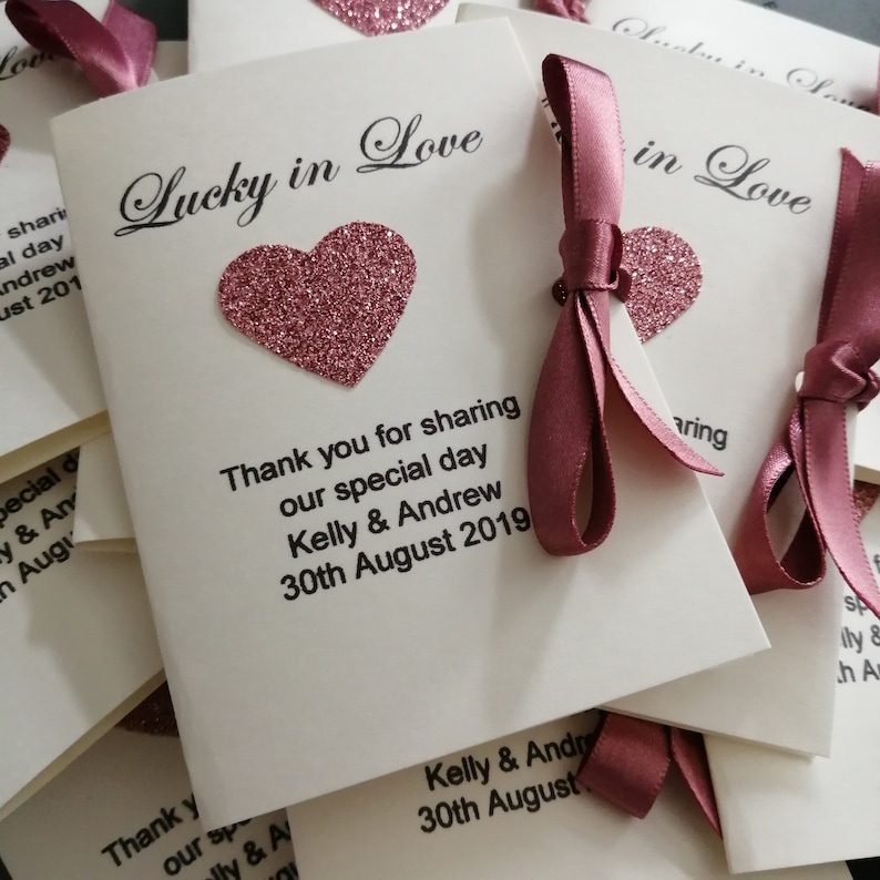 Scratch Card Holders Wedding Favour Glitter Hearts Ribbon Tied Etsy