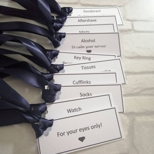 Groom Survival Kit Tags | Gift Box Labels | Bridal Wedding Gift | Vow Renewal
