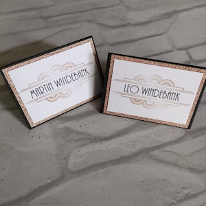 Gatsby Place Cards | Personalised Glitter Wedding Table Name | Place Settings