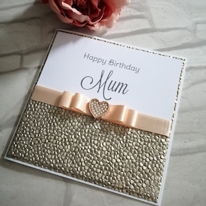 Champagne de joyeux anniversaire | Carte personnalisée coeur de luxe en boîte de perles