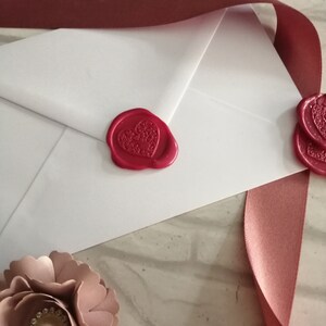 Wax seals, envelope self adhesive wedding invitation seals. Wax stamp. Red