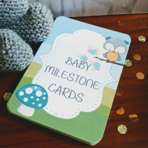 Cartes jalon bébé animal des bois | Cartes-souvenirs pour accessoires photo | Cadeau nouvelle maman. Écureuil, raton laveur, lapin, ours