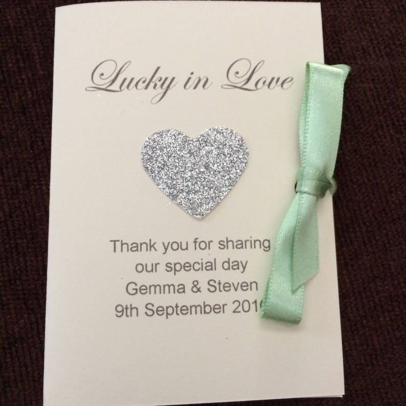 scratch card holders wedding favour glitter hearts ribbon