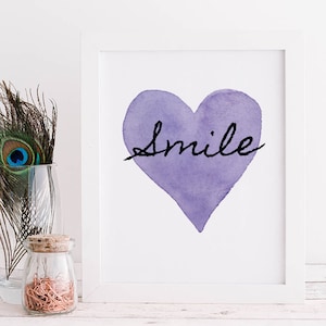 Motivational Quote Wall Decor | Wellbeing Quote Print | Inspirational A4 Poster | Heart Smile Slogan