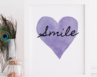 Motivational Quote Wall Decor | Wellbeing Quote Print | Inspirational A4 Poster | Heart Smile Slogan