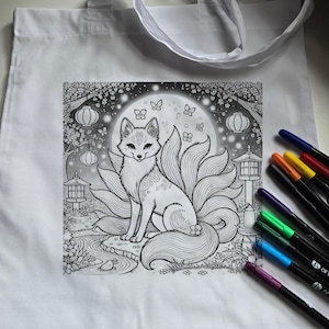 Color Your Own Celestial Mythical Tote Bag | Fun Kids & Adult Activity | Craft Textile Marker Gift |Creative Party Favour