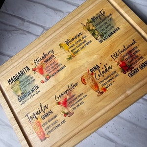 Cocktail Recipe Board: Wooden Bar Keeper&#39;s Tray