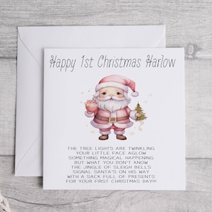 Première carte de Noël | 1ère carte spéciale | Carte-cadeau personnalisée du Père Noël avec poème | Carte de Noël | carte pour bébé | Frère soeur nièce neveu