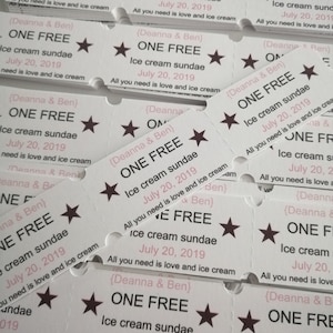 Personalized Wedding Favor Tokens: Drink, Ice Cream, Hot Dog