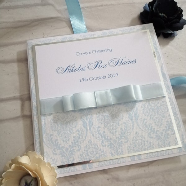 Luxury Christening Boxed Card | Personalised Baptism Congratulations Gift