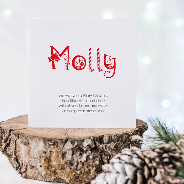 Personalised Childs Name Christmas Card | Merry Christmas Name Poem Card