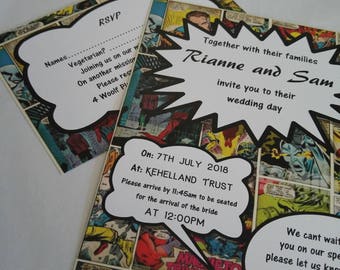 SAMPLE* Comic Book Strip Wedding Invitation | Vow Renewal Invite | Tri Fold Stationery