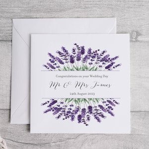 Carte de mariage lavande | Félicitations pour votre mariage | Carte-cadeau florale de mariage | Lors de votre journée spéciale