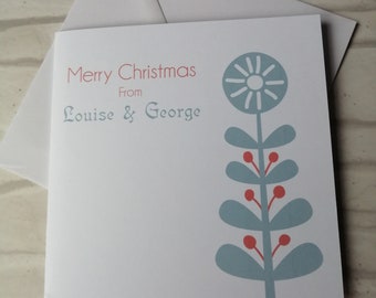 Carte de Noël minimaliste d'arbre | Cerf personnalisé scandinave nordique | de Noël pour Noël | Maman Papa Famille Grands-parents Amis