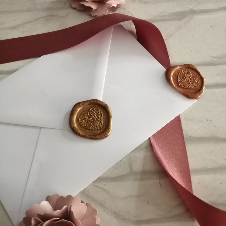 Wax seals, envelope self adhesive wedding invitation seals. Wax stamp. Brown