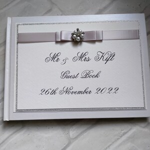 Silver Pearl Guest Book | Glitter & Pearl Boxed Album | Wedding Vow Renewal Gift