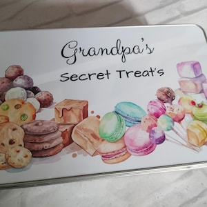 Sweet Treat tin | Personalised Grandpa Gift tin | Dad Mum Biscuit tin | Uncle Auntie Sweet Box | Daddy Gift
