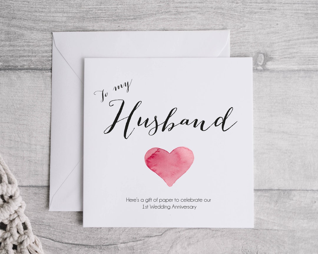 Husband Anniversary Card | Paper Anniversary | 1st Wedding Anniversary ...
