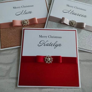 Carte de Noël de luxe | Flocon de neige familial à strass de Personalsied | Cadeau de Noël scintillant