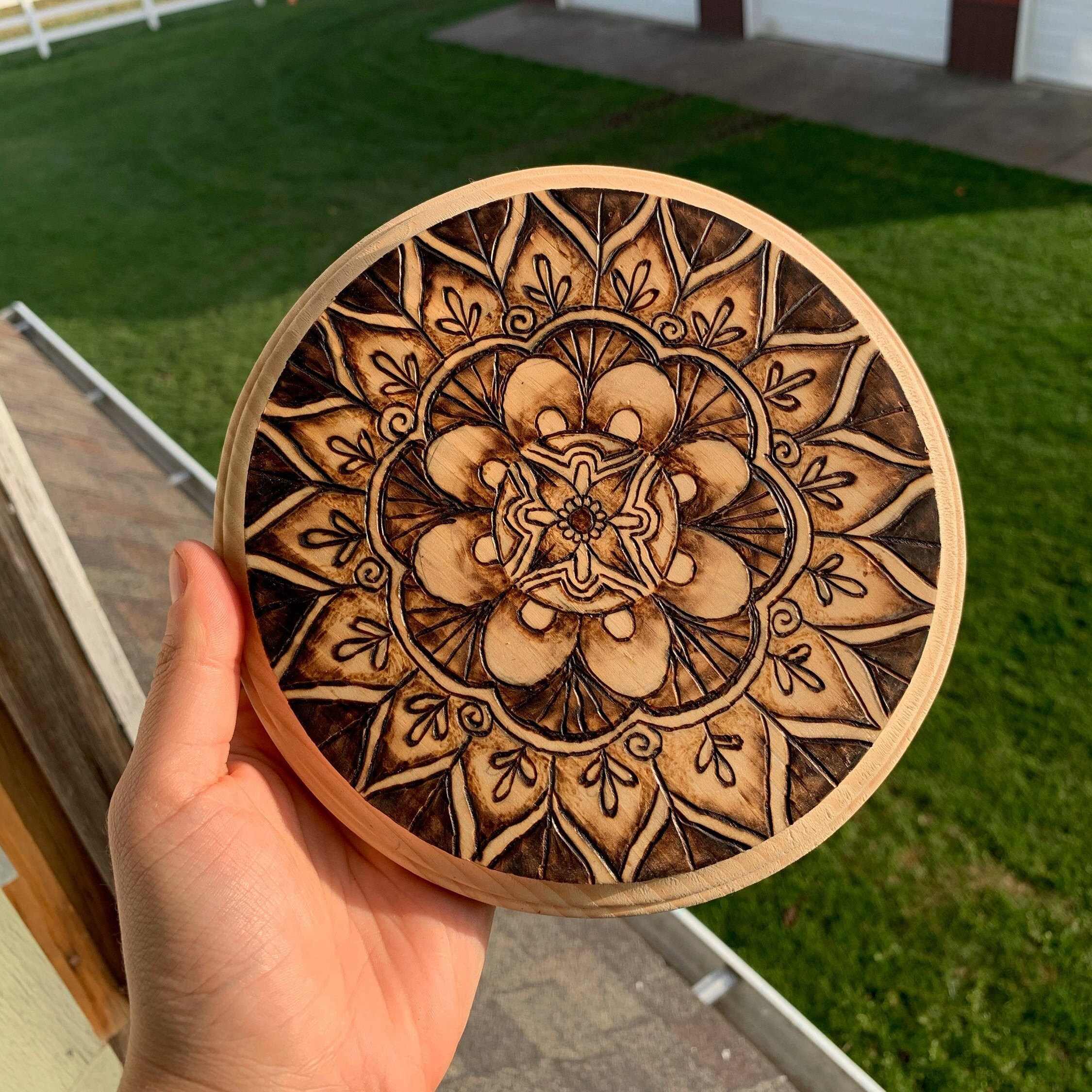 Mandala wood burning Etsy