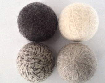 Set of 4, Wool Dryer Balls, 100% Wool, Eco Friendly, Zero Waste, Ready to Ship, Green Gift, Dryer Balls, Laundry, Handmade