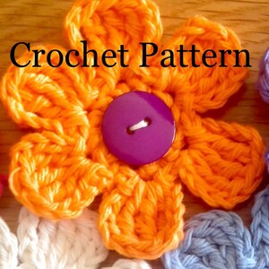 Crochet Flower Pattern, Crochet Flowers, Flower Appliqué Pattern, Yarn Flower Pattern