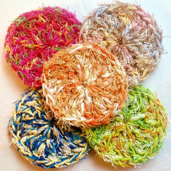 Set of 5 Scrubbies, Kitchen Scrubbies, Reusable, Pot Scrubber, Ready to Ship