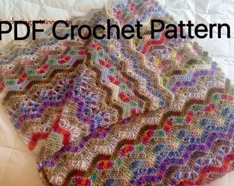 Variegated Yarn Pattern, Striped Crochet, Stashbuster, Crochet Blanket Pattern, Scrap Yarn Crochet Pattern, Crochet Afghan Pattern