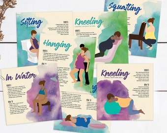 Alternative Labor Positions – Doula Cards, Natural Childbirth Education Tool