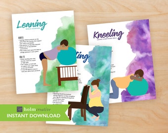 Labor Positions – Full Page Printable Files – Childbirth Education Tool