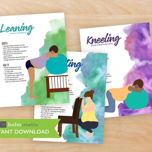 Labor Positions Full Page Printable Files Childbirth - Etsy