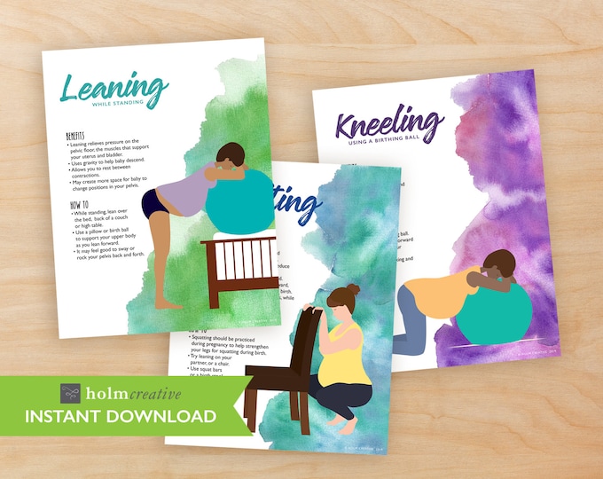 Labor Positions Full Page Printable Files Childbirth - Etsy