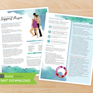 Tips for the Support Person during Childbirth, Birth Education Handout - Digital PDF -  Resource for Childbirth Educators and Doulas