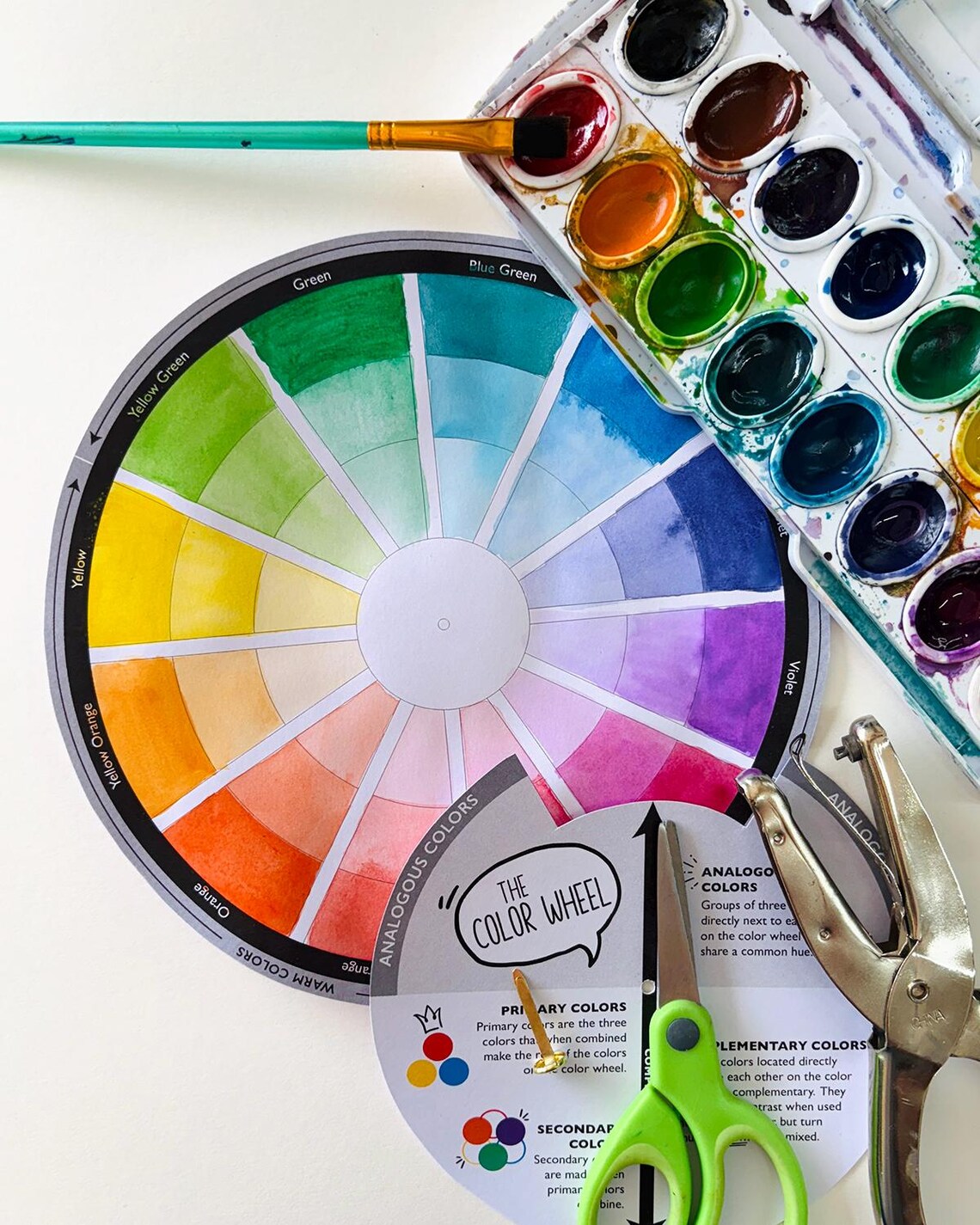 Color Wheel Printable Project, Art Worksheet, DIY Color Wheel Spinner ...