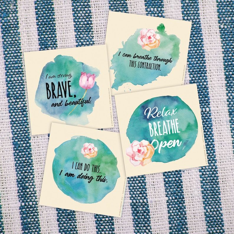Printable Files Positive Birth Affirmation Cards Blue Doula Etsy 