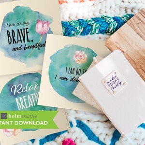 Fichiers imprimables - Cartes d'affirmation de naissance positive Cartes Doula bleues, Motivation du travail et de l'accouchement