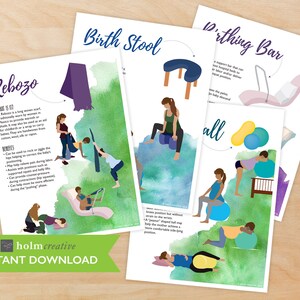 Package 3: Birth Education Handouts + Printable Labor Position Pages ...