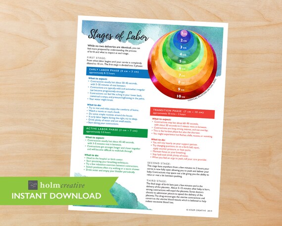 Stages of Labor and Cervical Dilation Birth Education Handout | Etsy Stages of Labor and Cervical Dilation Birth Education Handout | Etsy