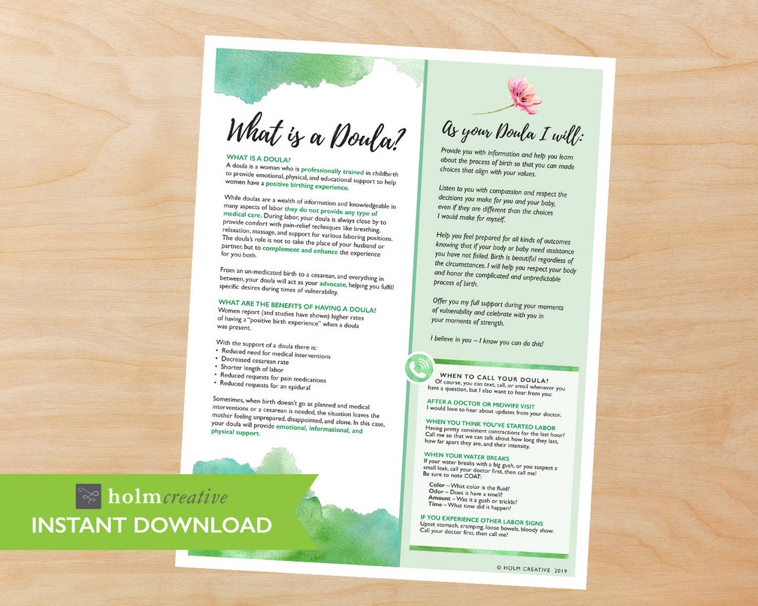Dula Worksheets.pdf What is a Doula, Birth Education Handout - Digital PDF - Resource for ...